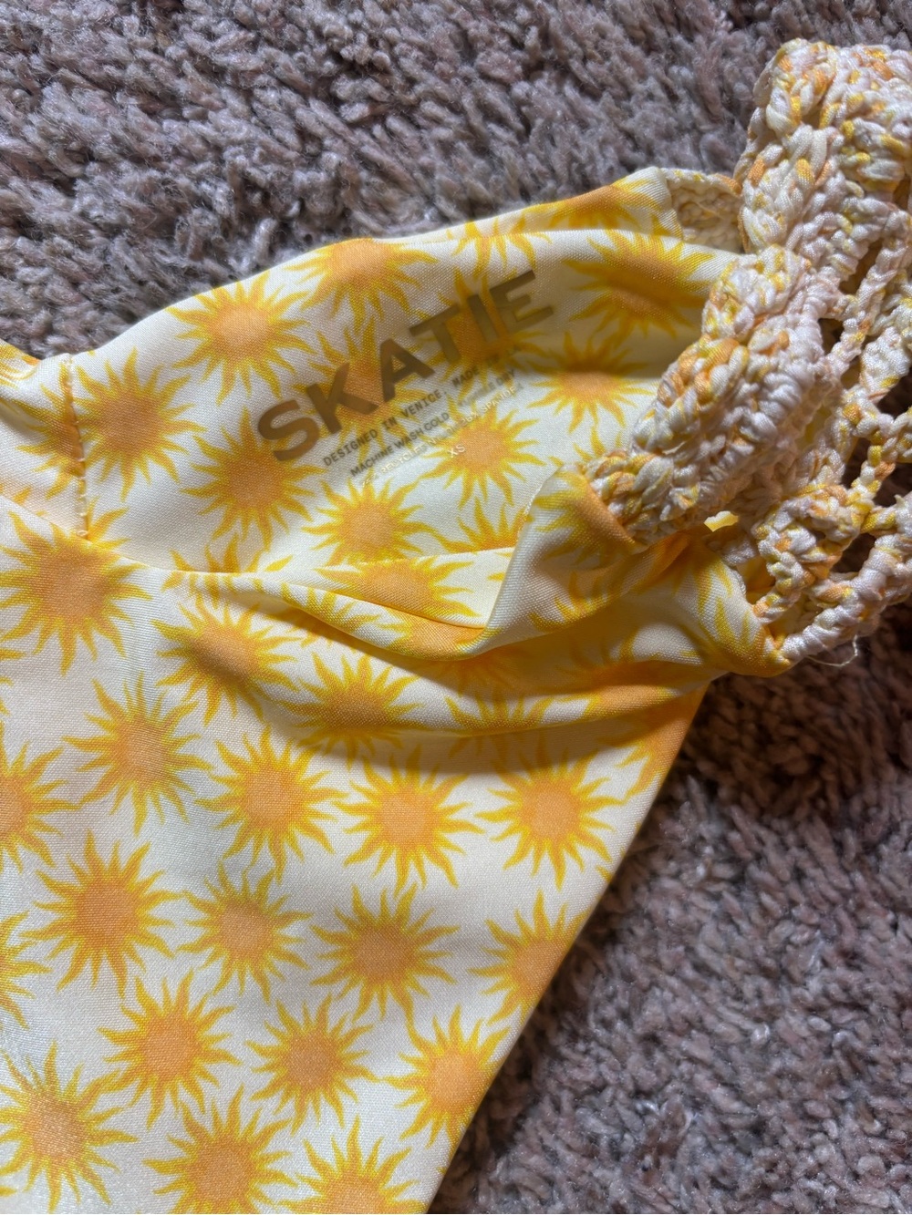 Yellow Sunburst Crochet-Side Bikini Bottoms - Picture 2 of 3